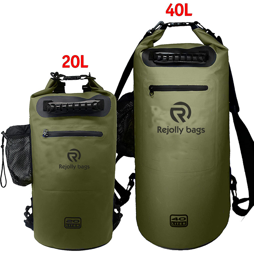 Wasserdichte Dry Bag mit leicht zugänglicher Fronttasche mit Reißverschluss, Seitentasche, gepolsterten Schultergurten und Haltegriff für alle Wassersport-Dry Bag