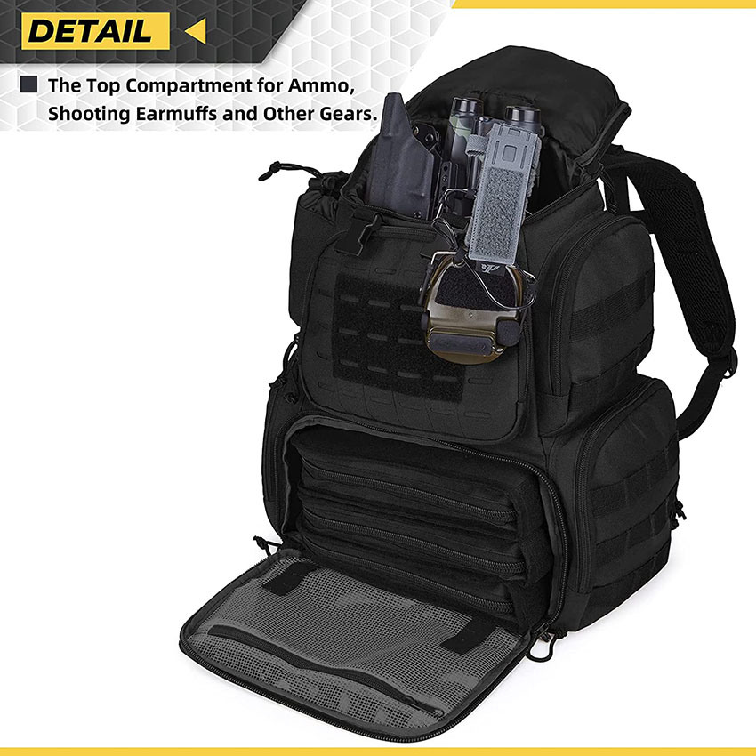 Rucksack im Militärstil, Molle Tactical Range Bag für Schießen, Überlebenscamping, Jagd, schwarze Tasche