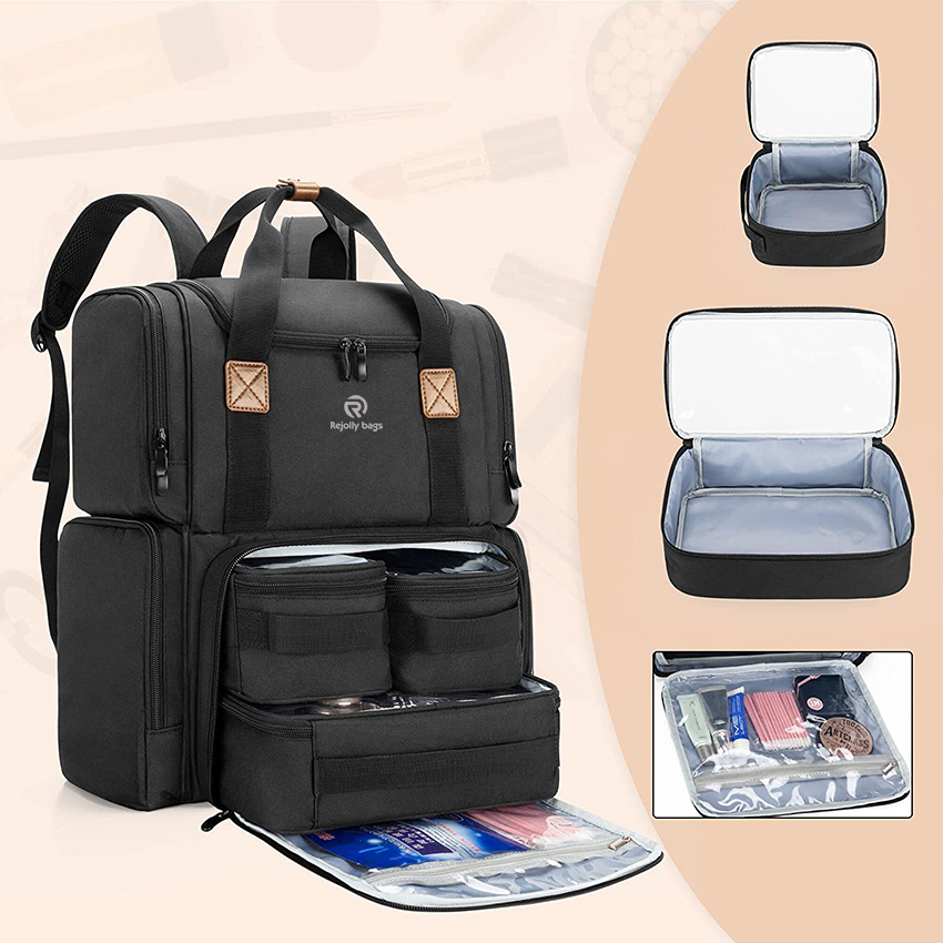 Make-up-Rucksack mit 3 herausnehmbaren Innentaschen, Reise-Make-up-Tasche mit mehreren Taschen, Kosmetiktasche RJ21676