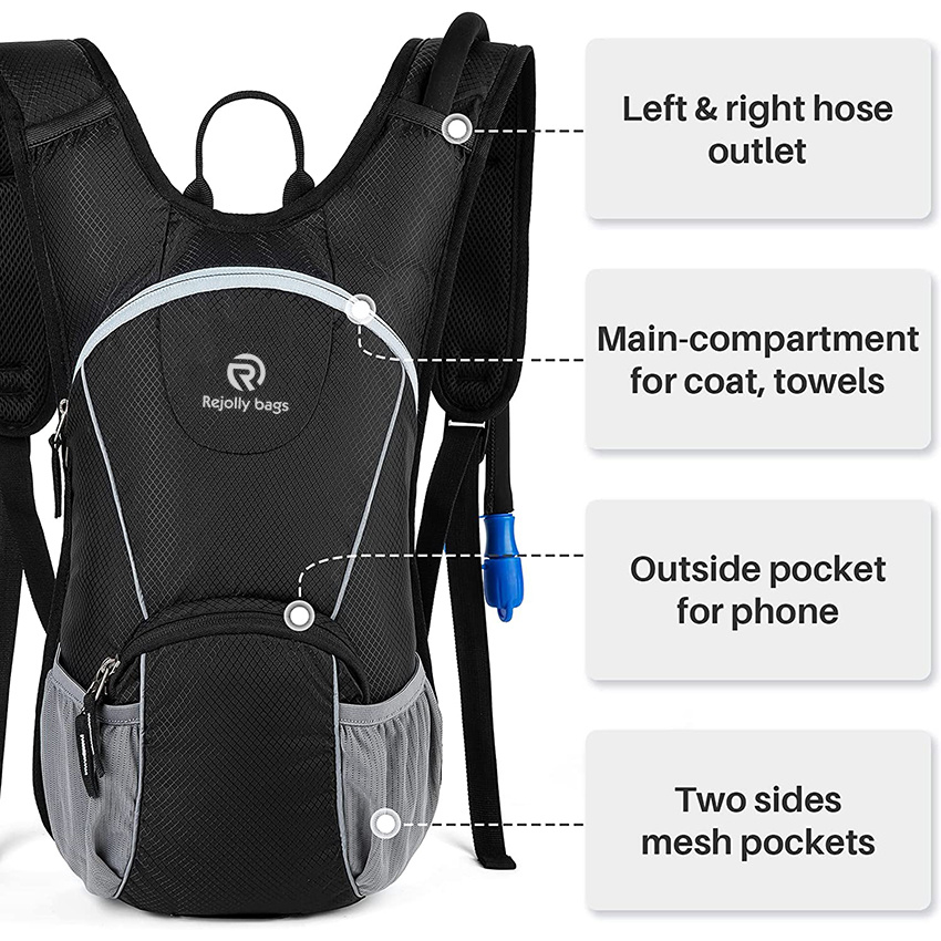 Wander-Trinkrucksack mit 2 l BPA-freier Wasserblase, kleiner, leichter und isolierter Rucksack für Kinder, Männer und Frauen zum Laufen, Fahrrad-Trinkbeutel