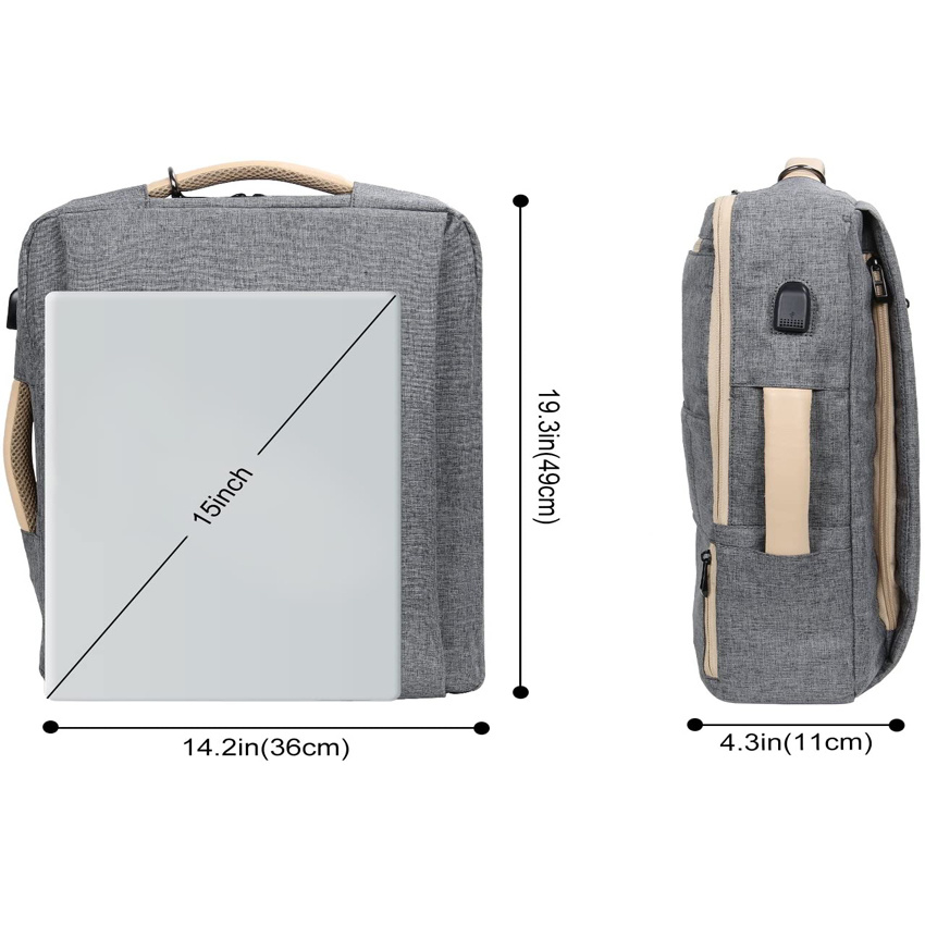 Anti-Diebstahl-Laptop-Rucksack Multifunktionaler Tagesrucksack mit USB-Ladeanschluss Taschen Ideal für Schule, Reise und Geschäft