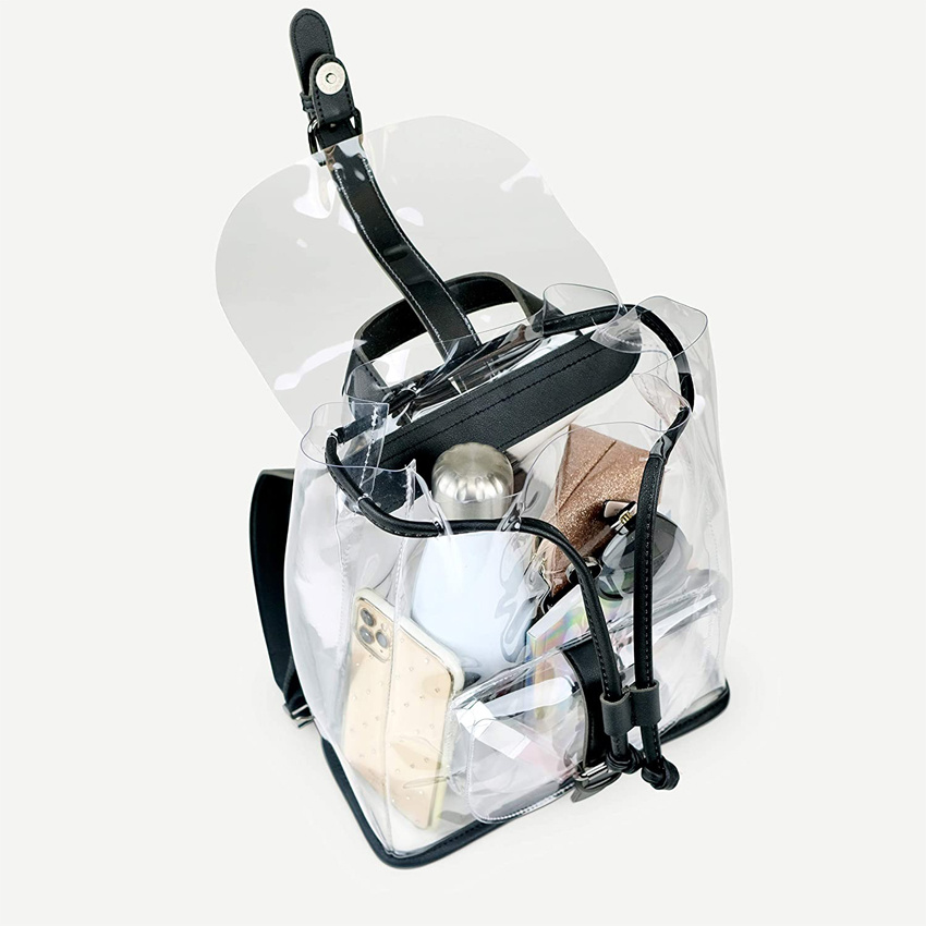 Transparenter Mini-Rucksack Kleine, vom Stadion zugelassene Tasche Daypacks für Damen Packbarer Reise-Tagesrucksack