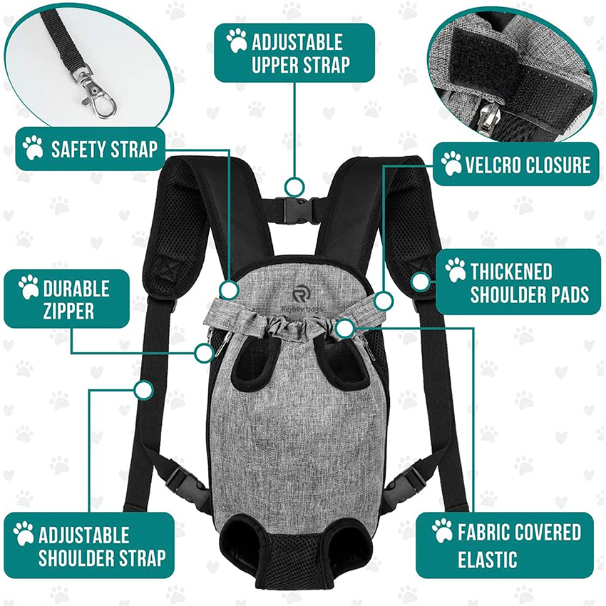 Hundeträger-Rucksack, verstellbarer Hunde-Haustier-Katzen-Frontträger-Rucksack, belüfteter Hunde-Brustträger für Wandern, Camping, Reisen, Haustiertasche RJ20693